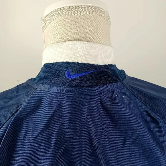 Vintage Nike Nylon Jacket Youth Large 12-14 Blue & White -Zip Up -Logo -90s